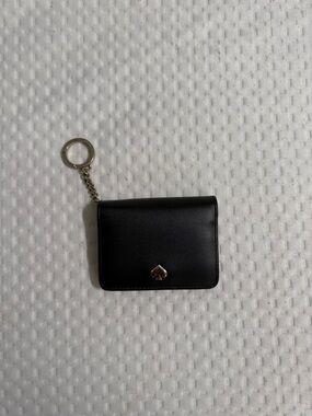 kate spade Black Leather Key Card Case with Chain and Spade Accent